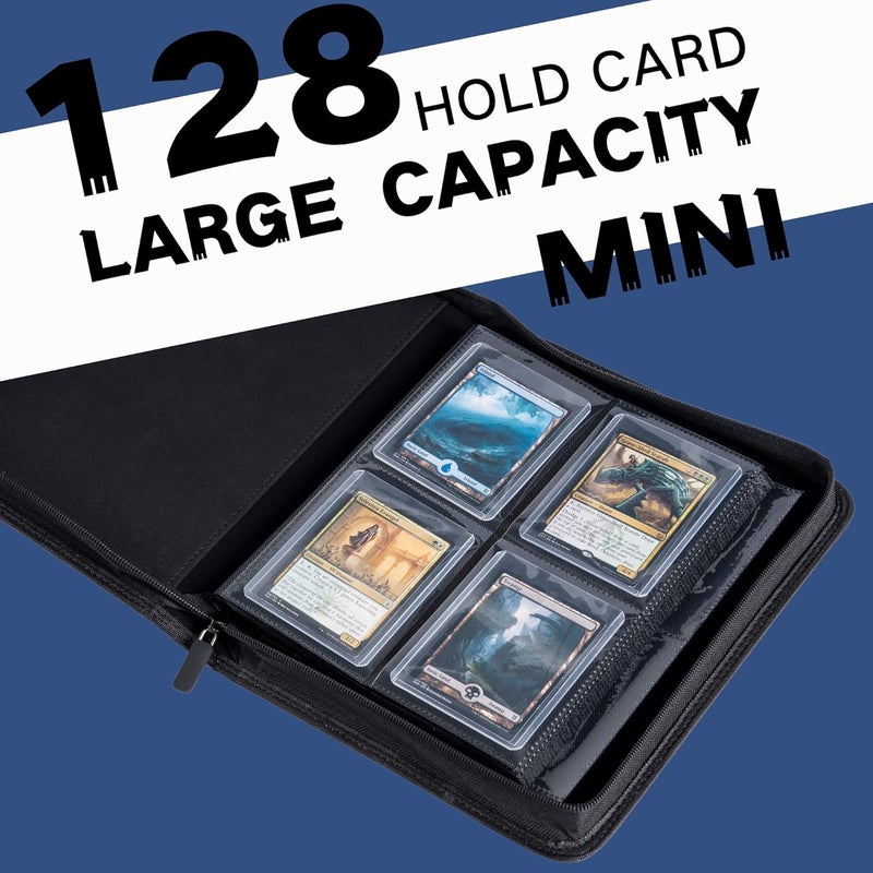 KUOOKING Toploader Binder, Holds 128+ Toploaders, 4 Pocket Top Loader Card Storage Case, Double-Sided Pockets for trading card in 3 x 4'' Toploaders（Navy Blue） - Image 2